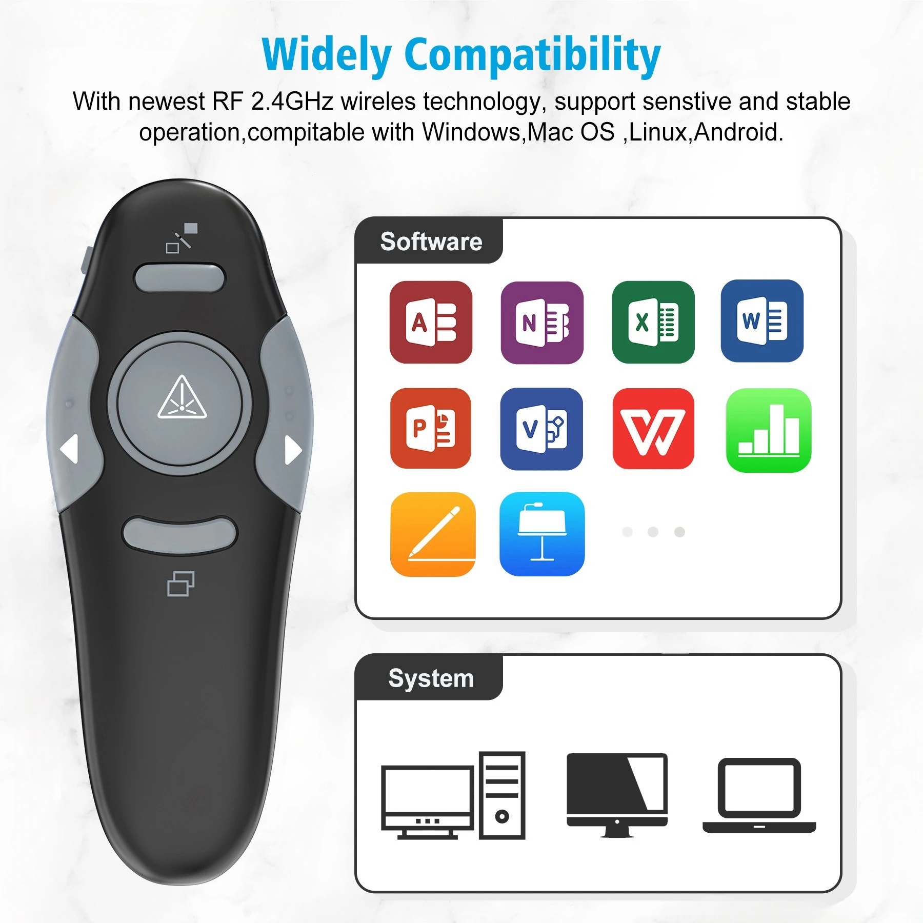 Mouse wireless 2.4G Air Mouse, - Laser Pointer Presenter recensione e prezzo